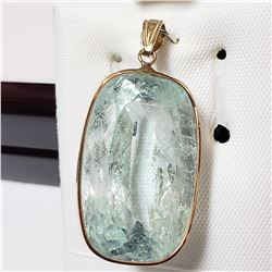 62)14KT YELLOW GOLD AQUAMARINE PENDANT.
