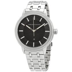 NEW ARMANI EXCHANGE BLACK DIAL/ST. STEEL BAND 46MM