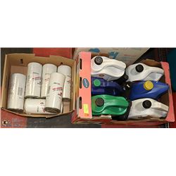 LARGE FLAT OF MOTOR OIL AND 6 FF2200 FUEL FILTERS