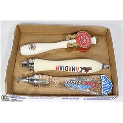 LOT OF 3 BEER TAP HANDLES.