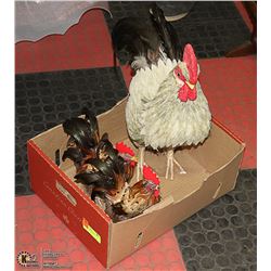 BOX OF FAUX CHICKENS.