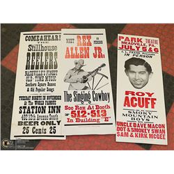 3 NASHVILLE POSTERS - VINTAGE REX ALLEN  JE