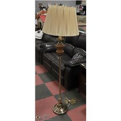 VINTAGE BRASS AND WOOD FLOOR LAMP 62 INCH TALL