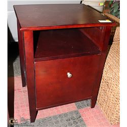 SOLID DARK WOOD SIDE TABLE WITH FILE
