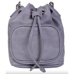 NEW GREY DRAWSTRING BUCKET PURSE, COMES WITH