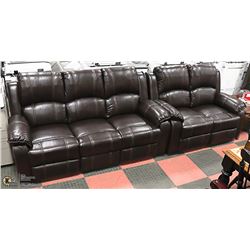 NEW MUNICH BROWN LEATHERETTE RECLINING SOFA  78"