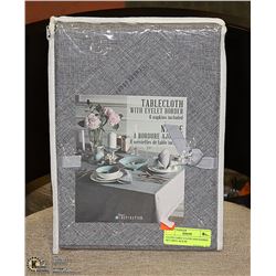 CLOTH TABLE CLOTH AND NAPKIN SET GREY, 60 X 84