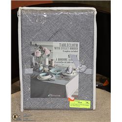 CLOTH TABLE CLOTH AND NAPKIN SET GREY, 60 X 84