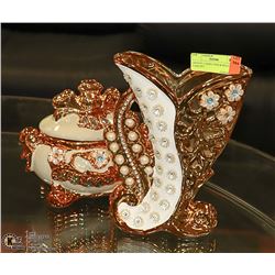 ORNATE CANDY DISH & MATCHING VASE SET