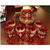 Image 1 : ART GLASS RED BLUE PITCHER & GLASS SET