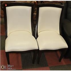 PAIR OF TWO TONE WOOD TRIMMED SIDE CHAIRS
