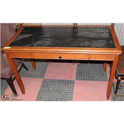 WOOD & FAUX LEATHER TOP DESK 48 X 24 X 31