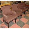 Image 1 : LOT OF 4 DARK WOOD & BROWN MICROFIBER ARM CHAIRS