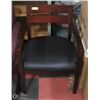 Image 1 : WOOD & BLACK LEATHERETTE ARM CHAIR
