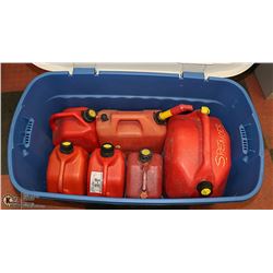 LARGE BLUE HINGED LID STORAGE TOTE WITH