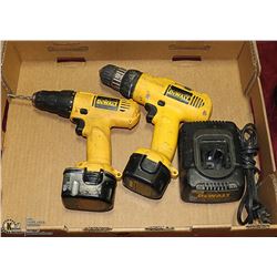 PAIR OF DEWALT DRILLS 3/8" CORDLESS WITH BATTERY