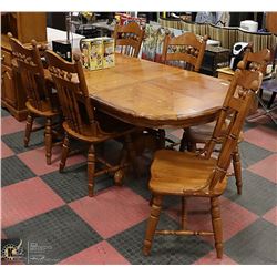 RICHI OAK TABLE WITH TWO LEAFS AND SIX CHAIRS