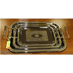 GOLD ACCENTED 3 PIECE SERVING TRAY SET