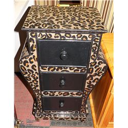 3 DRAWER DECORATIVE NIGHT STAND - LEOPARD PRINT