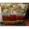 Image 1 : 3 PANEL CANVAS PAINTING, TREE NATURE ART ALL 11 X