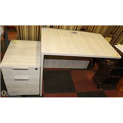 NEW OFF WHITE OFFICE DESK WITH FILING CABINET