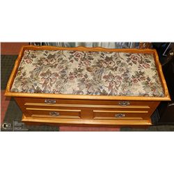 MAPLE WOOD & NEEDLEPOINT FABRIC CEDAR LINED CHEST