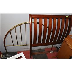 WOOD SINGLE HEADBOARD WITH DOUBLE BRASS HEAD