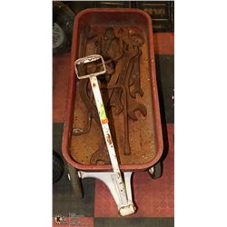 VINTAGE WRENCHES/TOOLS AND RED WAGON
