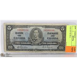 CAD 1937 $5 BILL