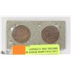 Image 1 : CAD 1916 LARGE PENNY WITH 1 BRITISH 1958 1/2 PENNY