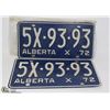 Image 1 : VINTAGE PAIR OF ALBERTA LICENSE PLATES