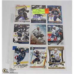 SET OF 9 AUTHOGRAPHED OILERS HOCKEY CARDS