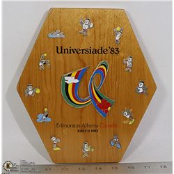 WOODEN 1983 UNIVERSIADE 83 12 PIN DISPLAY