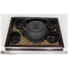 Image 1 : ASIAN 5 PIECE CAST IRON TEA SET WITH TRAY