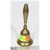 Image 1 : VINTAGE ALL BRASS SCHOOL BELL W/ WOOD HANDLE