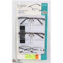 SEMI RIMLESS READING GLASSES FLEX. PLASTIC +1.75