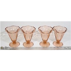 LOT OF 4 PINK DEPRESSION GLASS SUNDAE DISHES