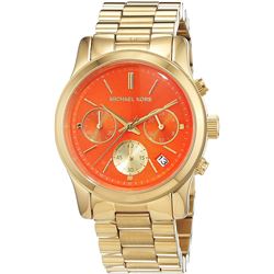 NEW MICHAEL KORS RUNWAY CHRONO ORANGE DIAL MSRP325