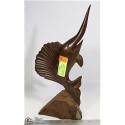 HARDWOOD HANDMADE SWORDFISH FIGURINE