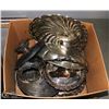 Image 1 : BOX OF VINTAGE SILVER SERVING DISHES