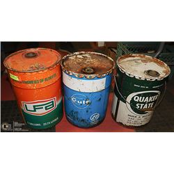 3 COLLECTIBLE OIL DRUMS