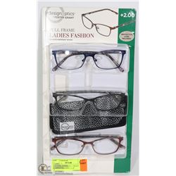 LDS DESIGN OPTICS F. GRANT READING GLASSES +2.00