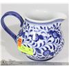 Image 1 : BLUE CERAMIC FLORAL JUG