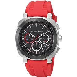 NEW MICHAEL KORS RED SILICON BAND CHRONO MSRP $399