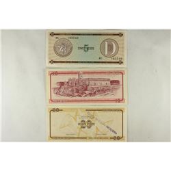 CUBA 5,10 & 20 PESOS FOREIGN EXCHANGE CERTIFICATES