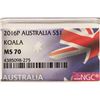 Image 3 : 2016-P AUSTRALIA SILVER KOALA DOLLAR NGC MS70