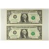Image 1 : 2-2003-A $1 FRN'S LOW CONSECUTIVE SERIAL 'S UNC