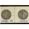 Image 1 : 1943 & 1943 WALKING LIBERTY HALF DOLLARS