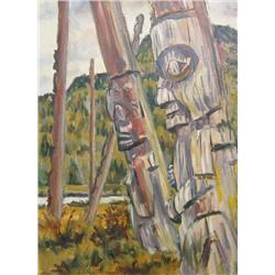 Ruth Harvey (Canadian) Oil: Last Totem Kispiox
