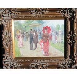 Juan Soler (Spanish) Oil: Lady with Parasol